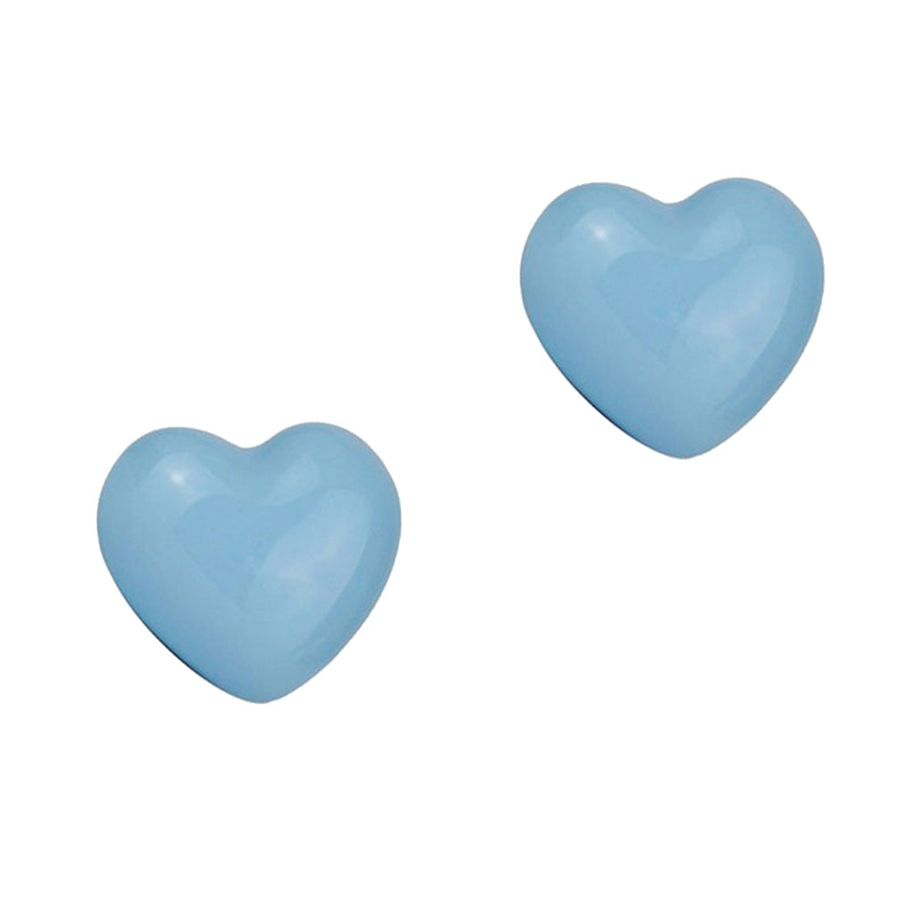 2Pcs Heart Shaped Ceramic Door Drawer Bin Handle Pull Knob Hardware Blue