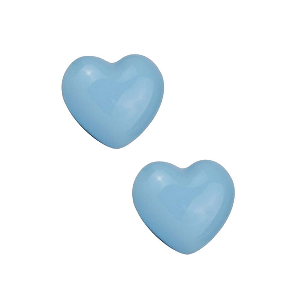2Pcs Heart Shaped Ceramic Door Drawer Bin Handle Pull Knob Hardware Blue