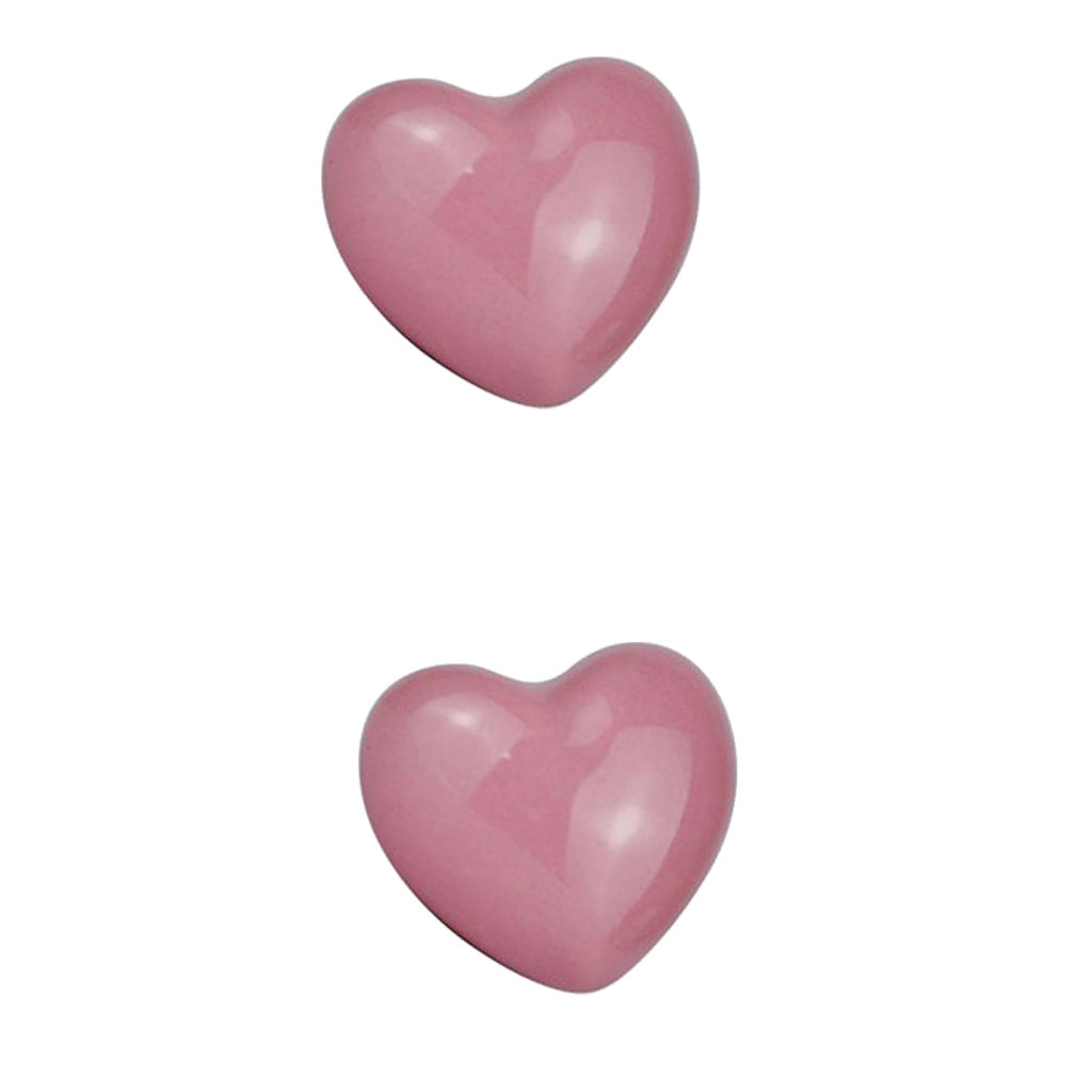 2Pcs Heart Shaped Ceramic Door Drawer Bin Handle Pull Knob Hardware Pink