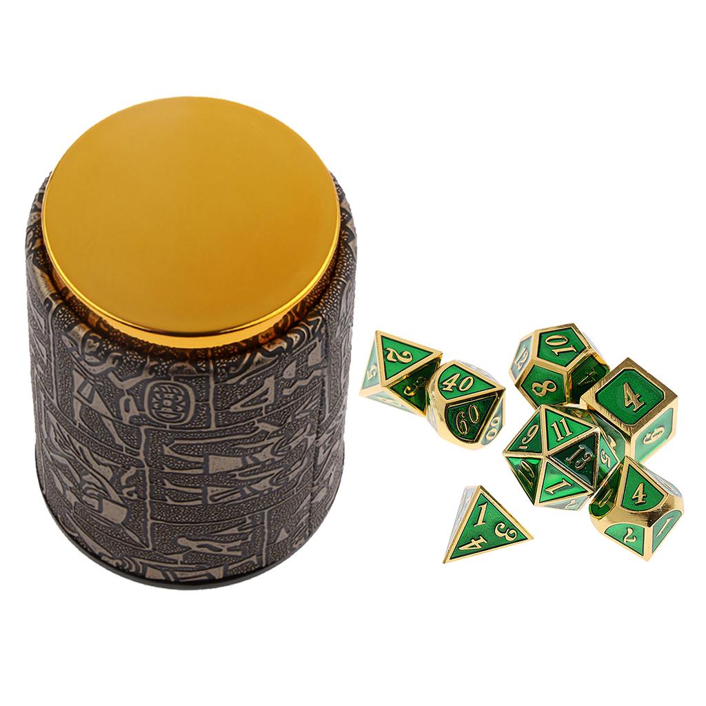 7X Metal Polyhedral Dice for Dungeons and Dragons Table Game+Dice Cup #7