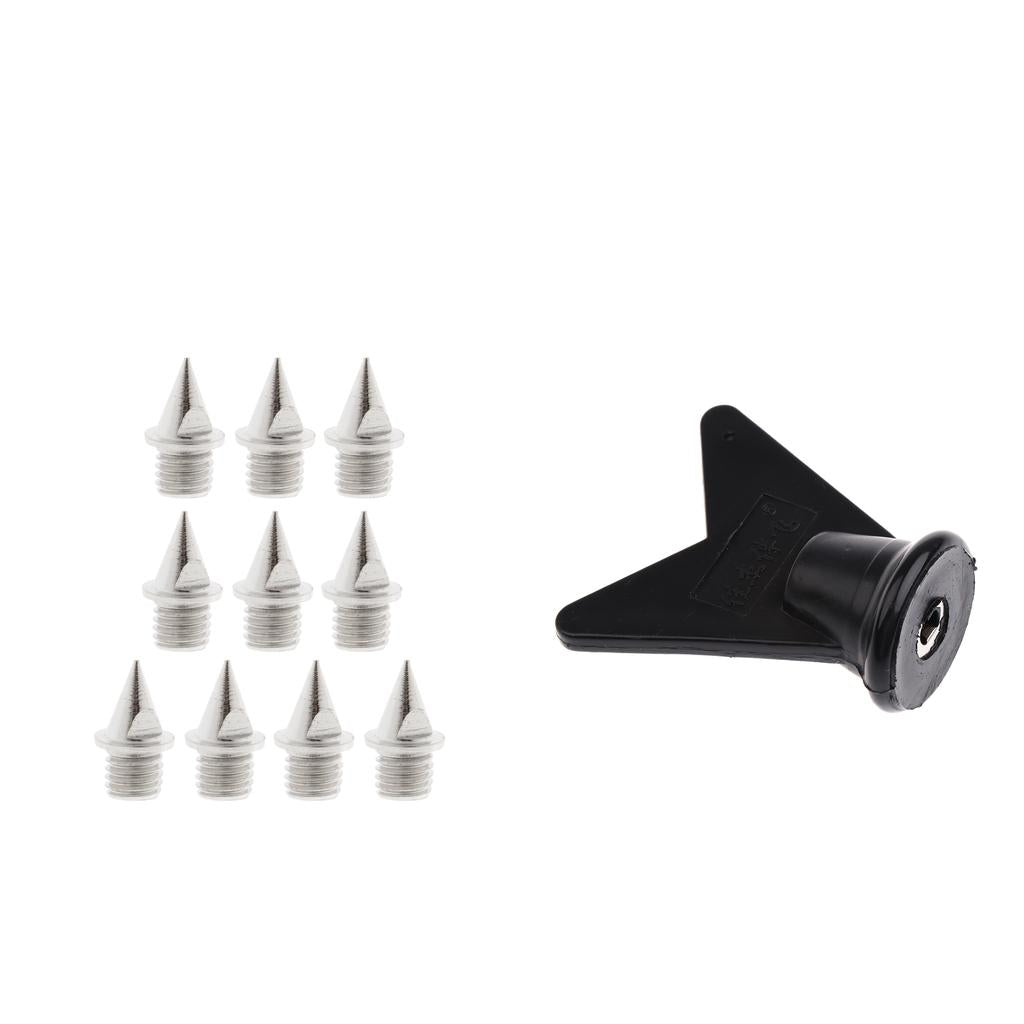 10pcs Carbon Steel Track Pyramid Spikes with Spike Removing Wrench Tool