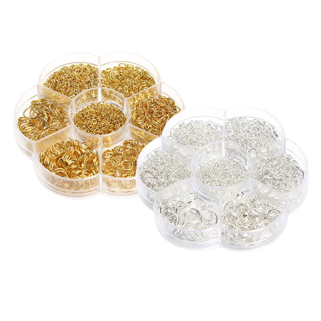 2 Boxes Mixed Size Iron Plated Jump Rings for Jewelry Making Gold & Silver
