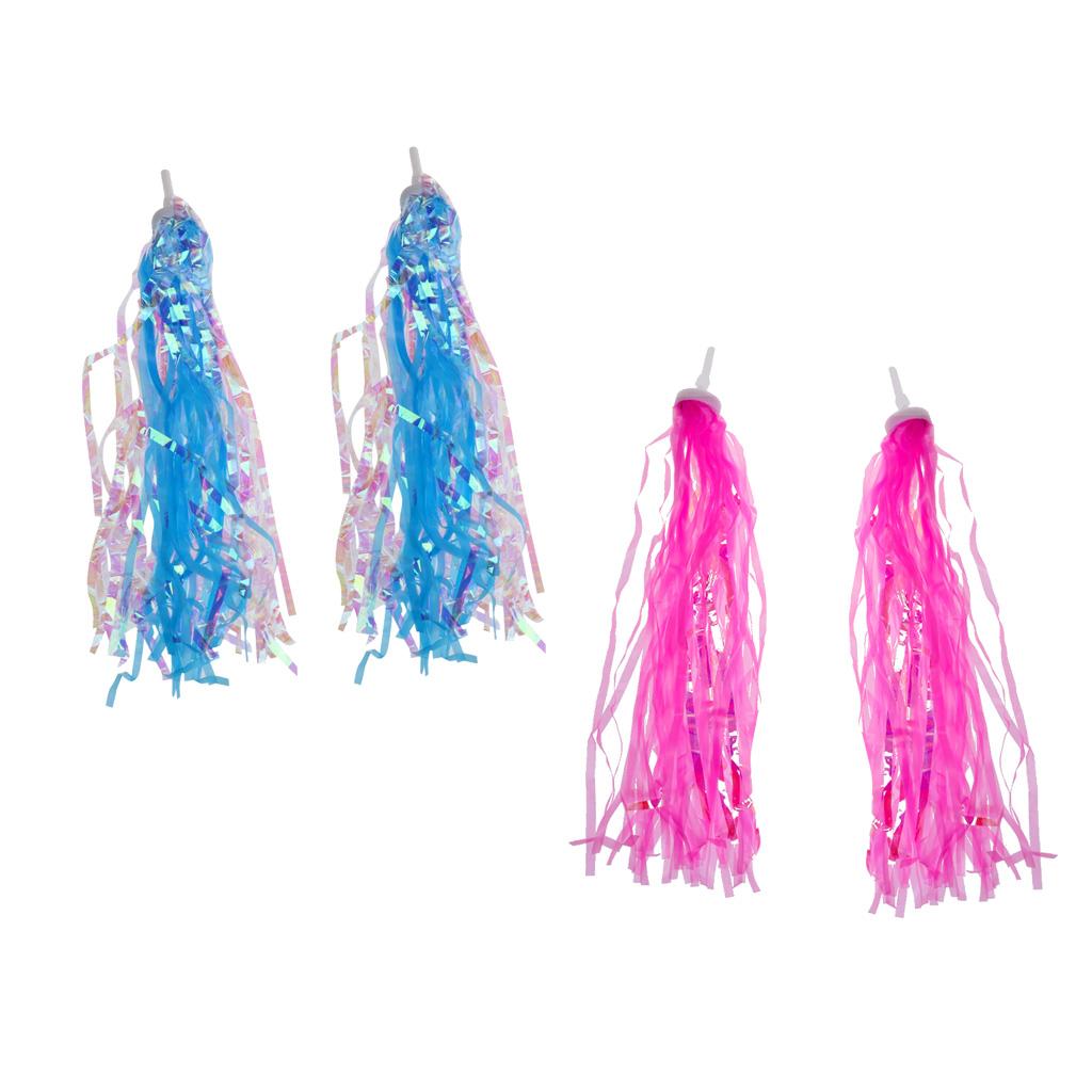 2 Pairs Bike Streamers Tricycle Kids Girls Handlebar Grip Tassels 2 Colors