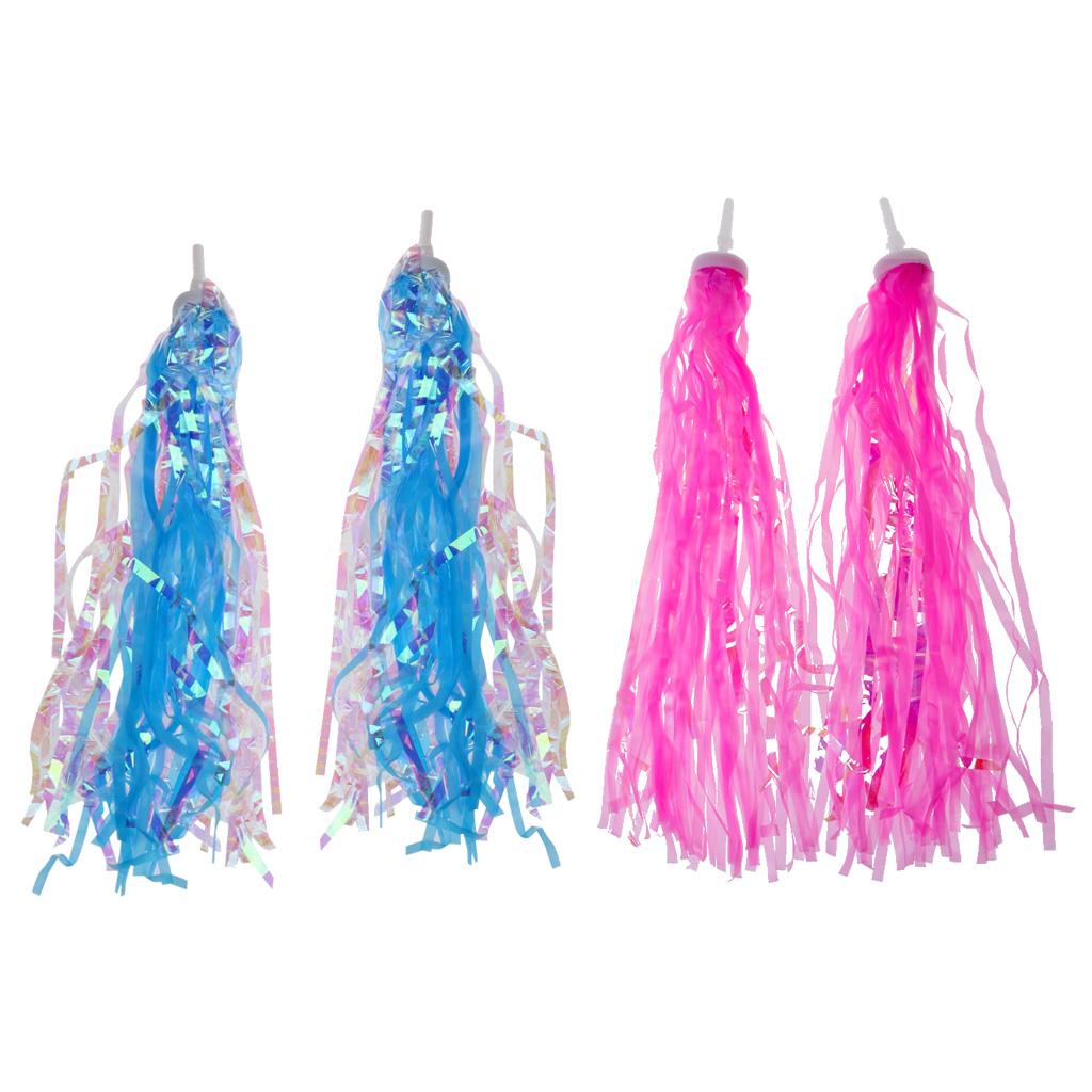2 Pairs Bike Streamers Tricycle Kids Girls Handlebar Grip Tassels 2 Colors