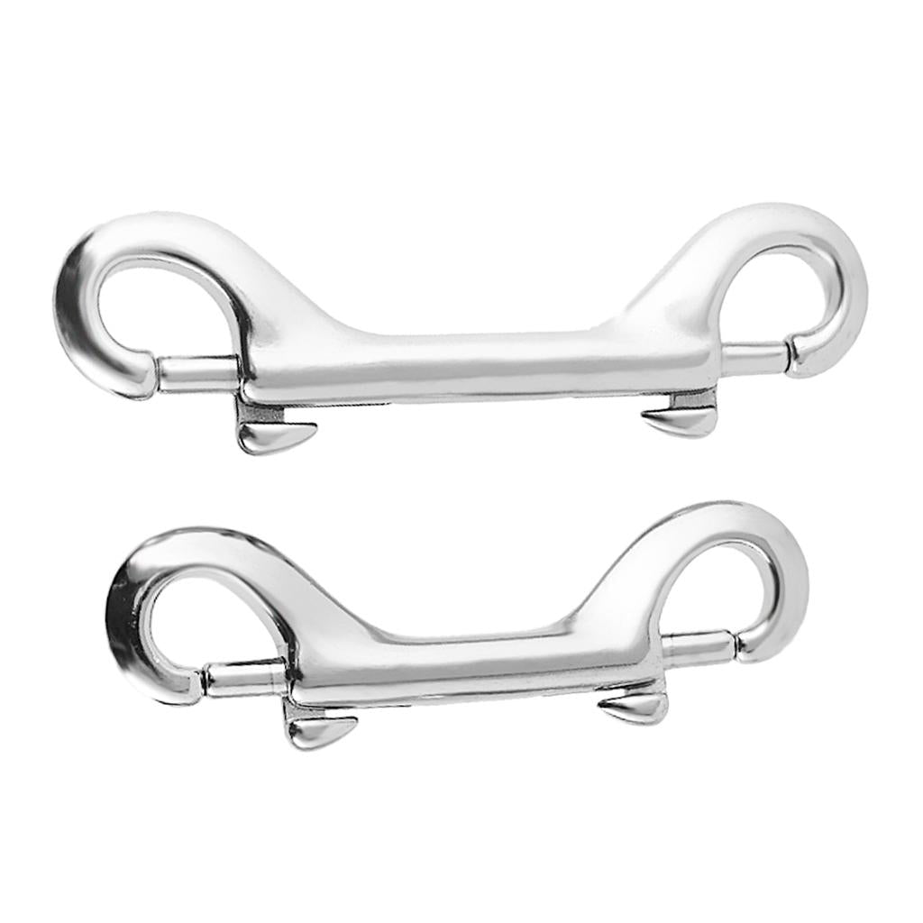 2x Diving Stainless Steel Double Ended Bolt Snap Buckle Metal Clip 77mm 90mm