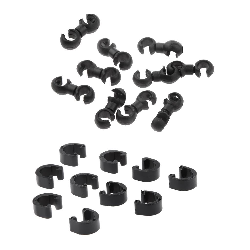 Bike Brake Gear Cable Clips House Hosing Guides Black + Bike C-Clips Buckle