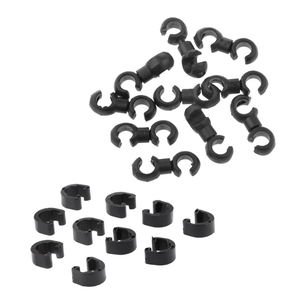 Bike Brake Gear Cable Clips House Hosing Guides Black + Bike C-Clips Buckle