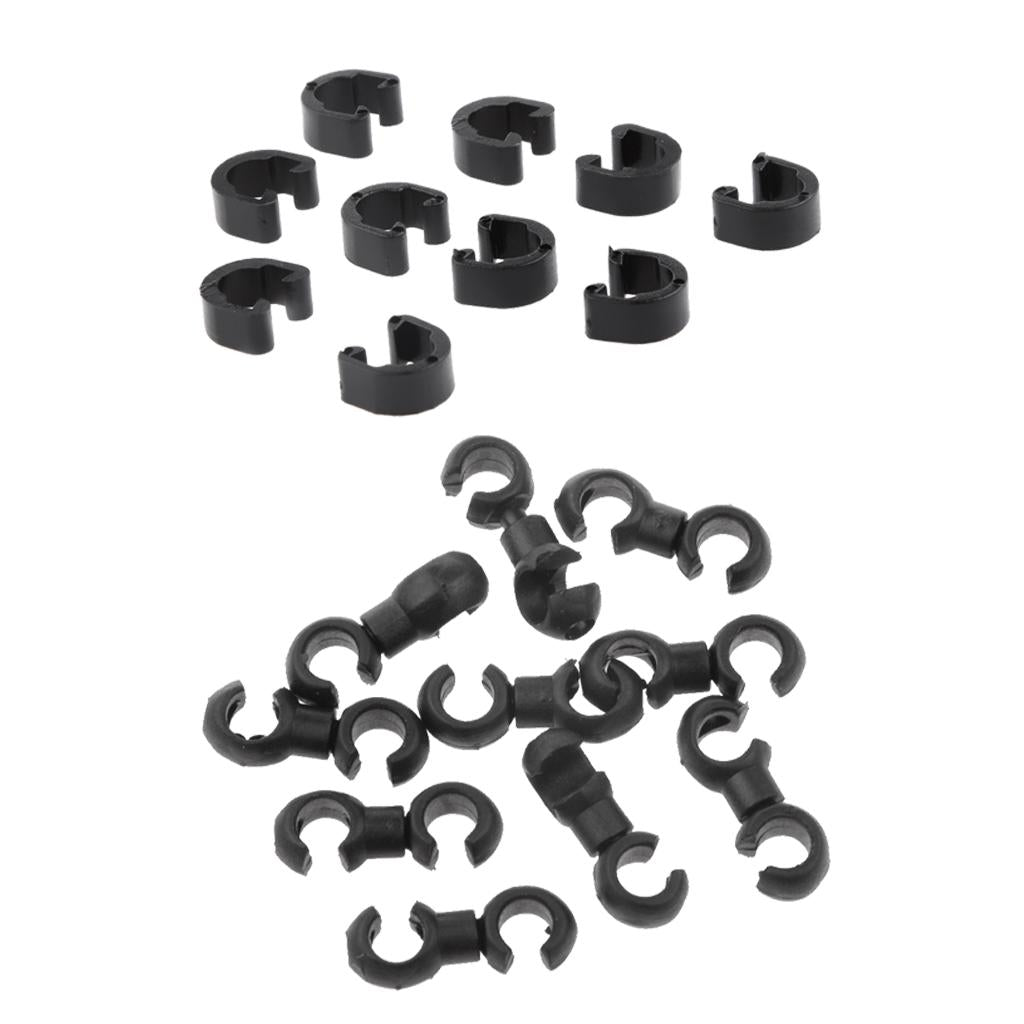 Bike Brake Gear Cable Clips House Hosing Guides Black + Bike C-Clips Buckle
