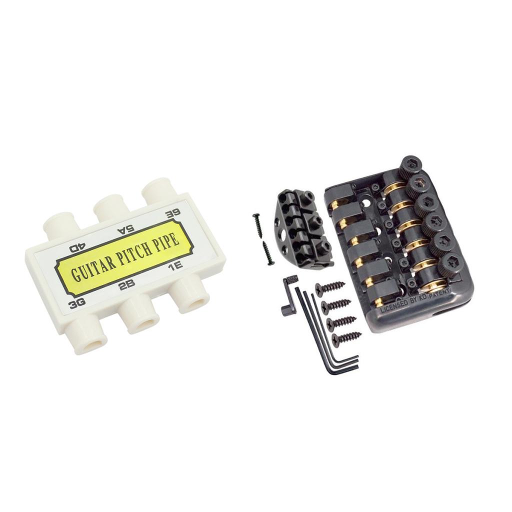 1 Set Saddle Headless Electric Guitar Fixed Bridge Tailpiece with Pitch Pipe