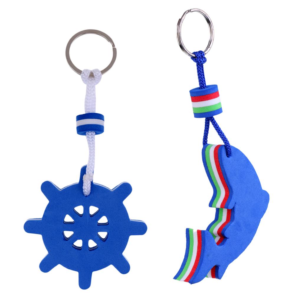 Blue Yachting Floating Boat Key Chain Key Ring Keyring Rudder Dolphin shape