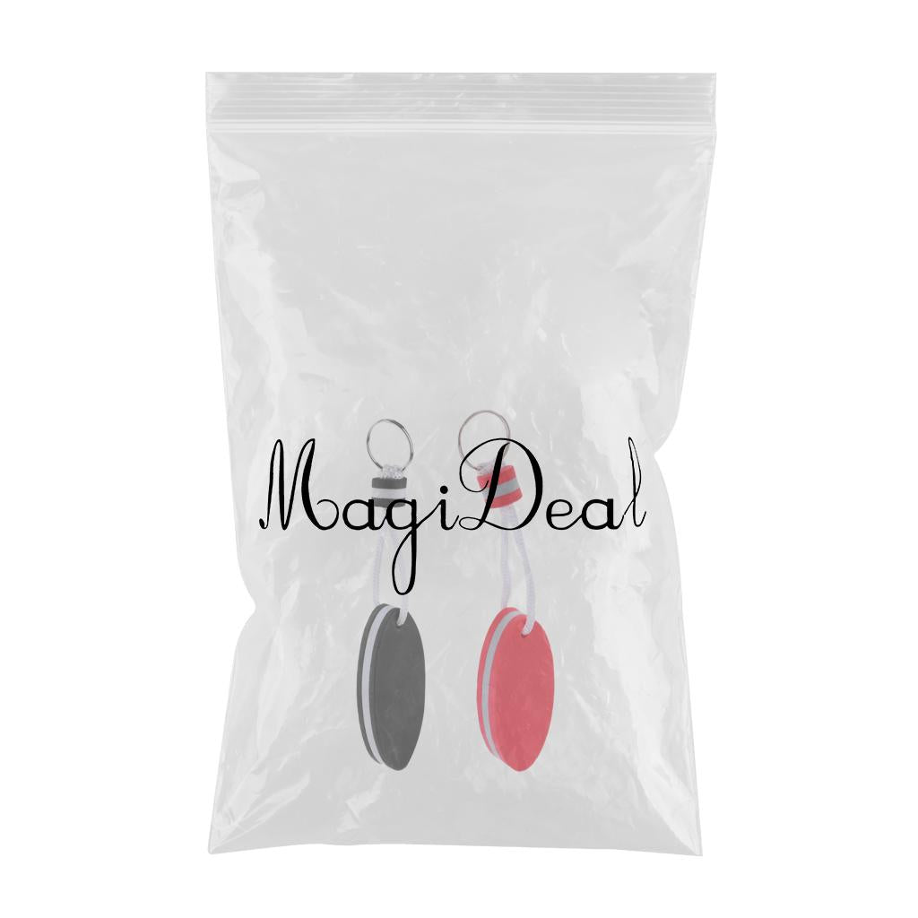 2pcs Oval Shaped EVA Foam Boating Floating Key Ring Boat Keychain Red Black