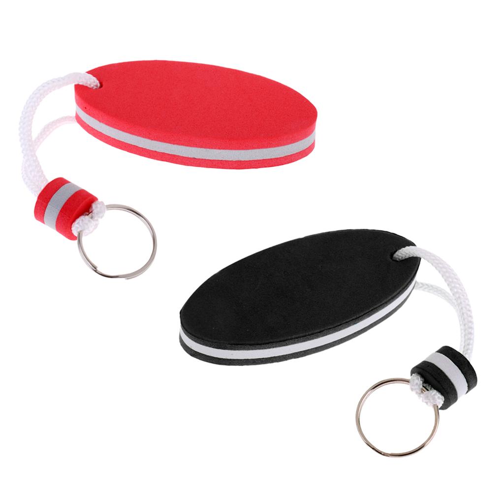 2pcs Oval Shaped EVA Foam Boating Floating Key Ring Boat Keychain Red Black