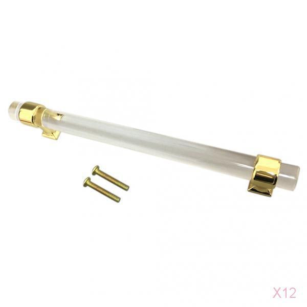12Pcs 160mm Acrylic Door Pull Knob Cabinet Cupboard Handle Hardware Gold