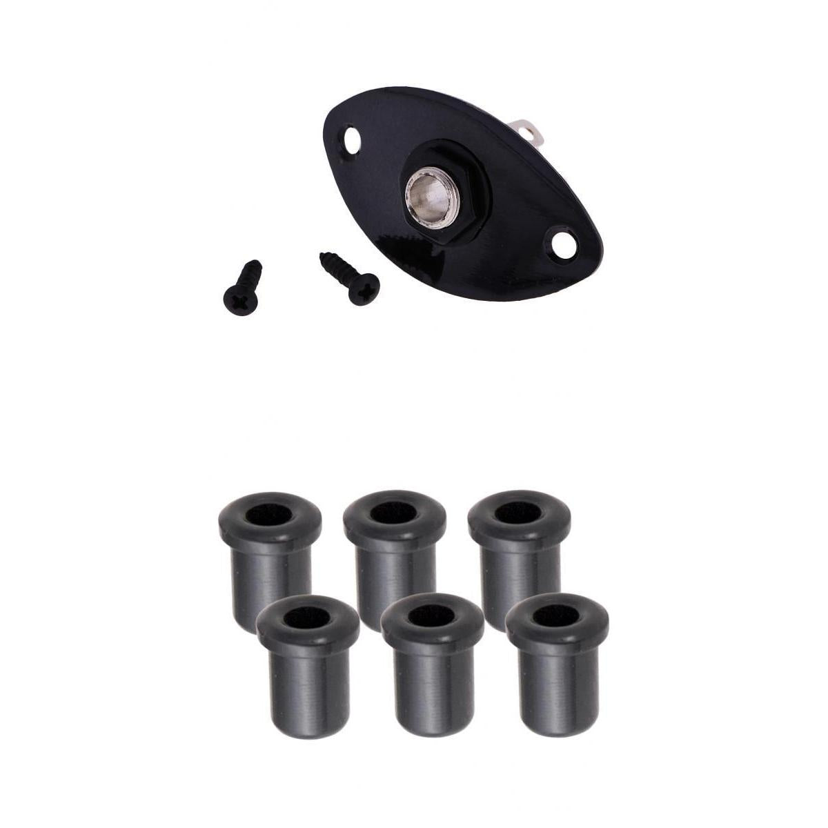 6pcs Guitar String Thru Body Mounting Ferrules+Oval Jack for Electric Guitar