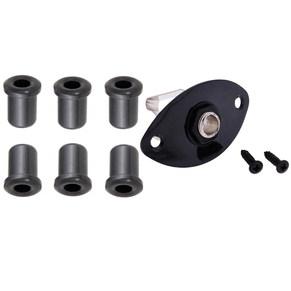 6pcs Guitar String Thru Body Mounting Ferrules+Oval Jack for Electric Guitar