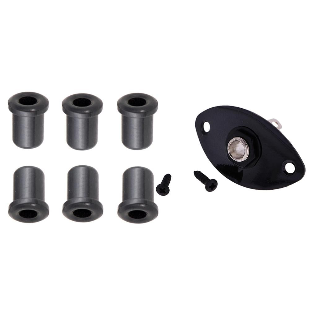 6pcs Guitar String Thru Body Mounting Ferrules+Oval Jack for Electric Guitar