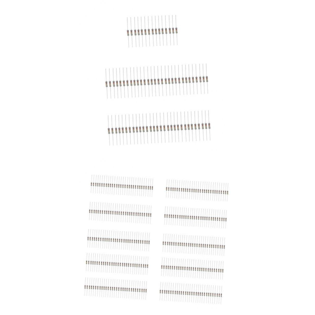 75 Pieces 3W 0.1-20 ohm + 300 Pieces 2W 0.1-750 ohm Carbon Film Resistors