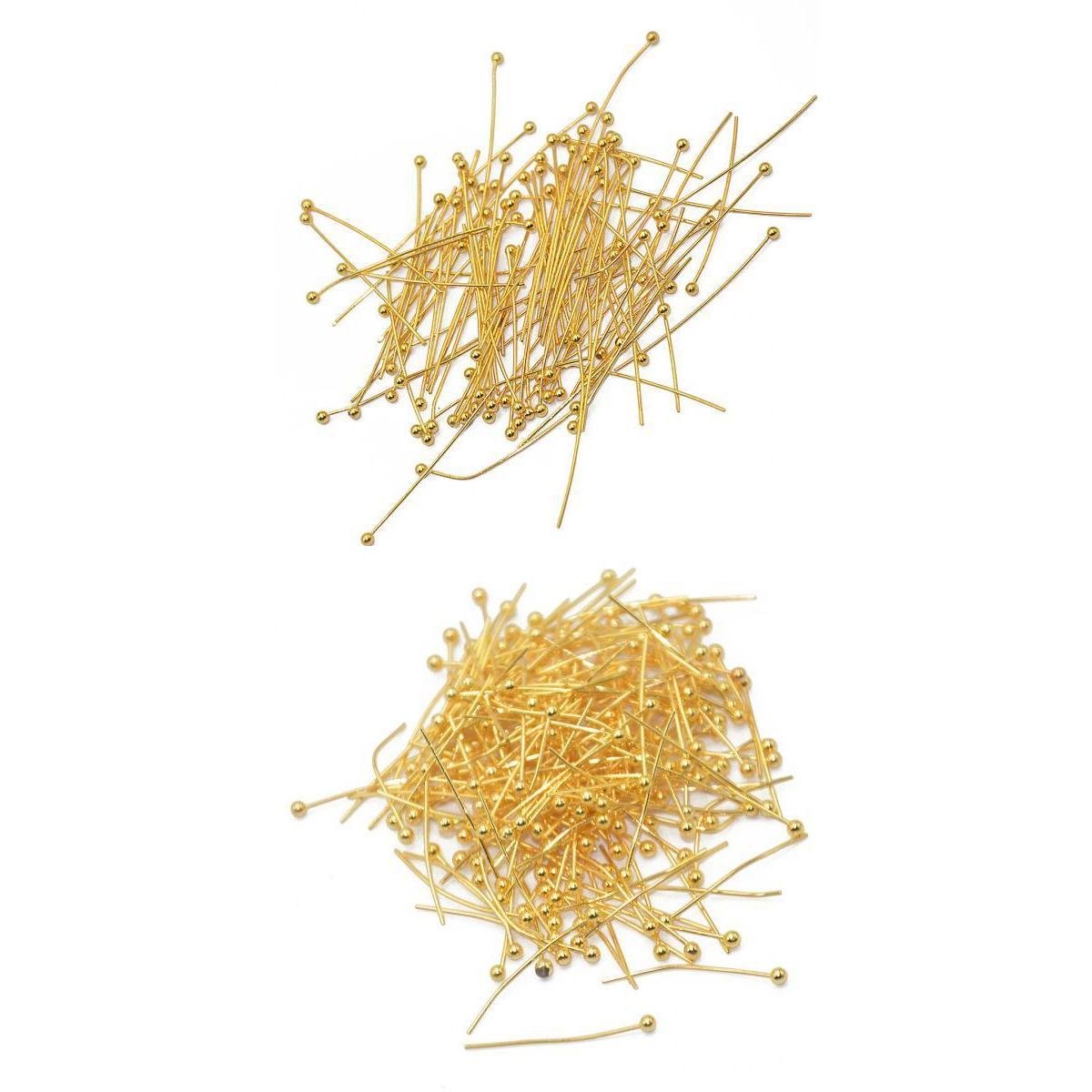 300 Pieces 20mm 30mm Gold Brass Ball Pins Jewelry Findings Headpins Eyepins