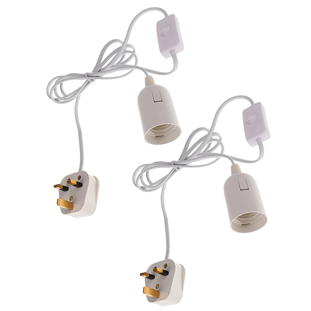 2x Cable Plug in Pendant Light Fitting with On/Off Switch E27 Lamp Holder UK