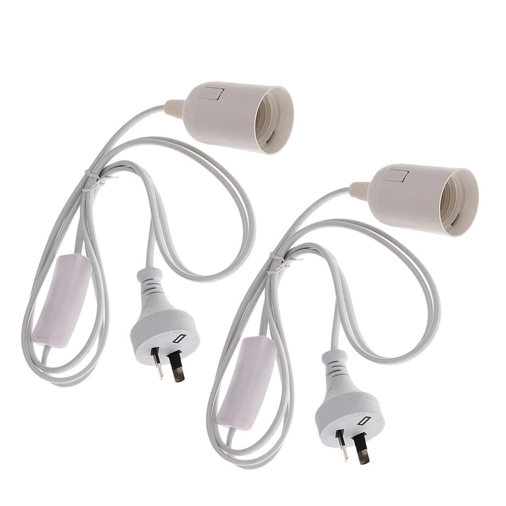 2xCable Plug in Pendant Light Fitting with On/Off Switch E27 Lamp Holder AU