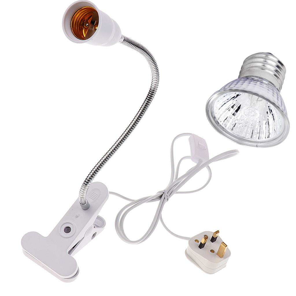 100W Pet Reptile Mini Halogen Light Bulb with Clip Lamp Holder Uk Standard