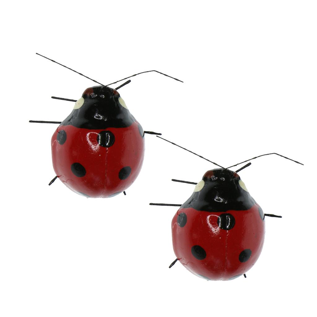 2 Pieces Ladybird Realistic Insect Pot Hangers Fridge Magnet Garden Decor