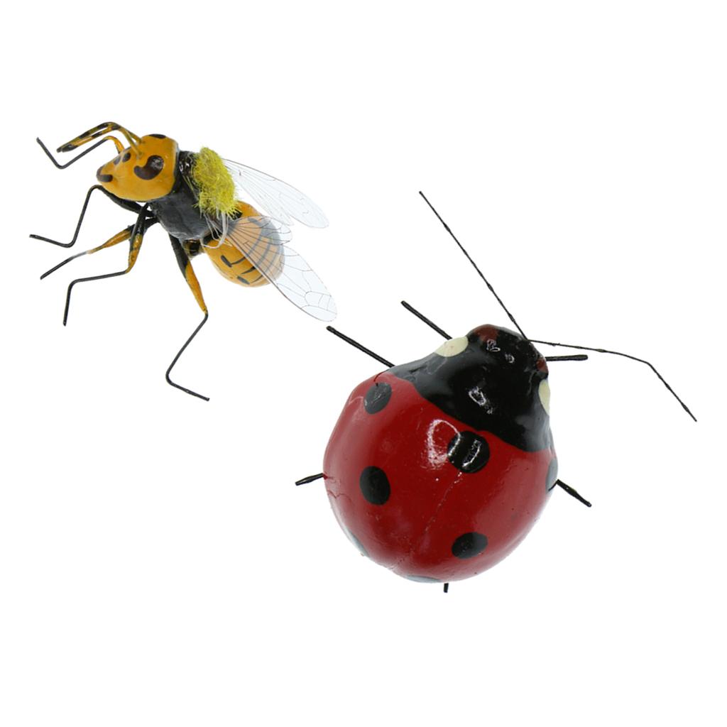2 Piece Realistic Insect Pot Hangers Fridge Magnet Garden Decor Bee Ladybird