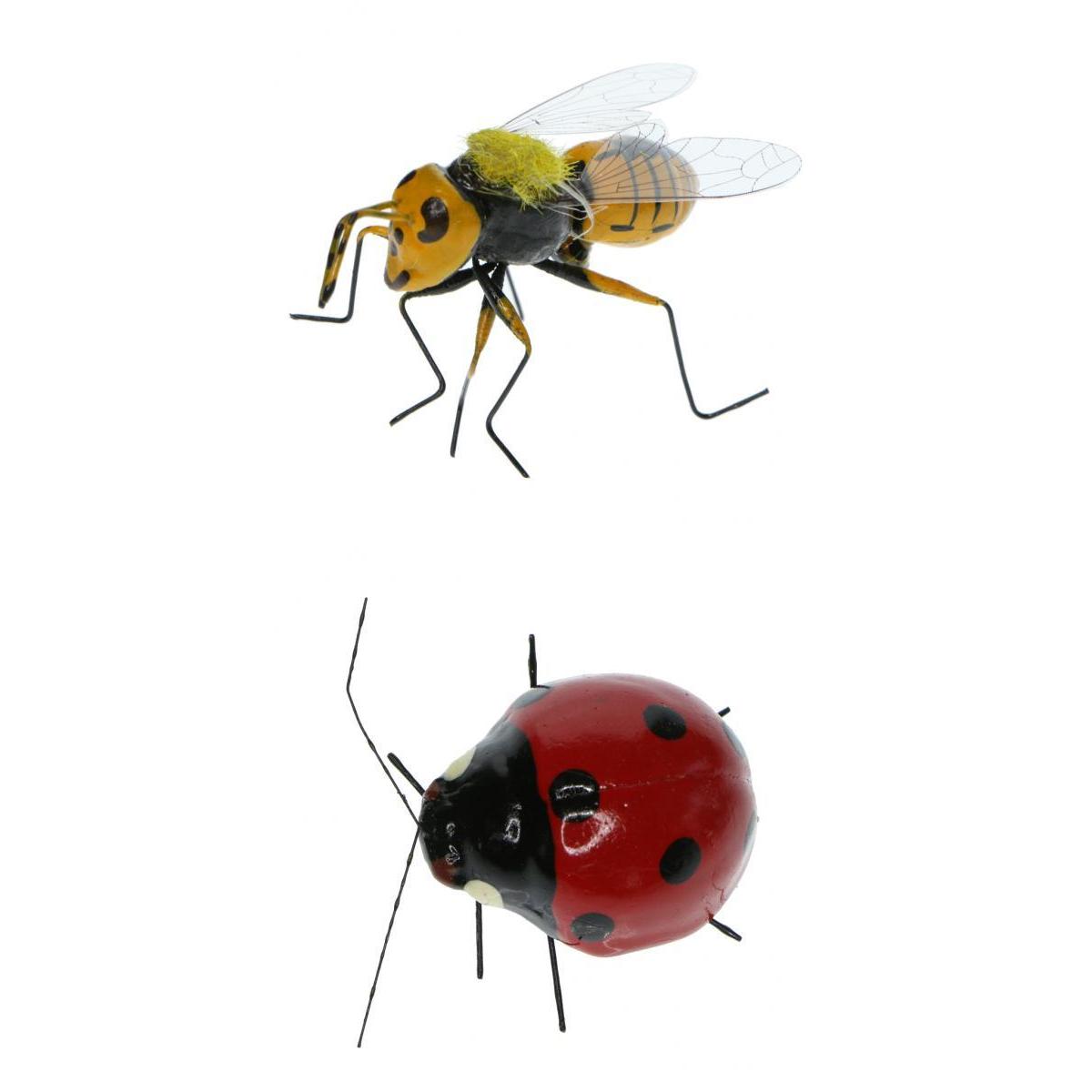 2 Piece Realistic Insect Pot Hangers Fridge Magnet Garden Decor Bee Ladybird
