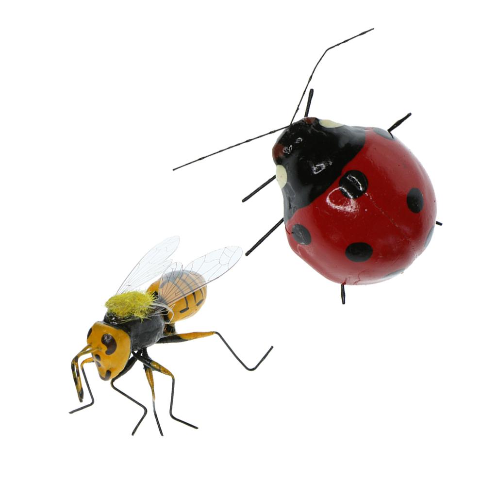 2 Piece Realistic Insect Pot Hangers Fridge Magnet Garden Decor Bee Ladybird