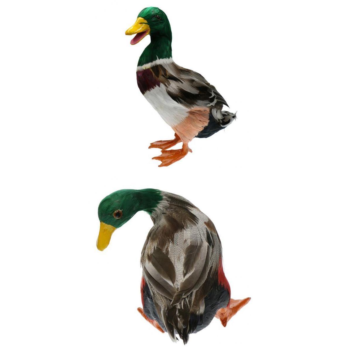 1 Pair Realistic Mallard Duck Ornament Decoy Home Garden Water Pond Decor