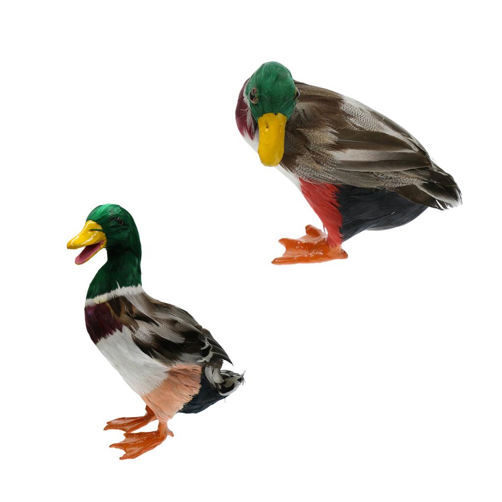 1 Pair Realistic Mallard Duck Ornament Decoy Home Garden Water Pond Decor