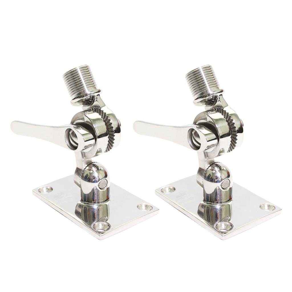 2pcs Marine VHF Adjustable Antenna Base Mount 316 Stainless Steel For Boat