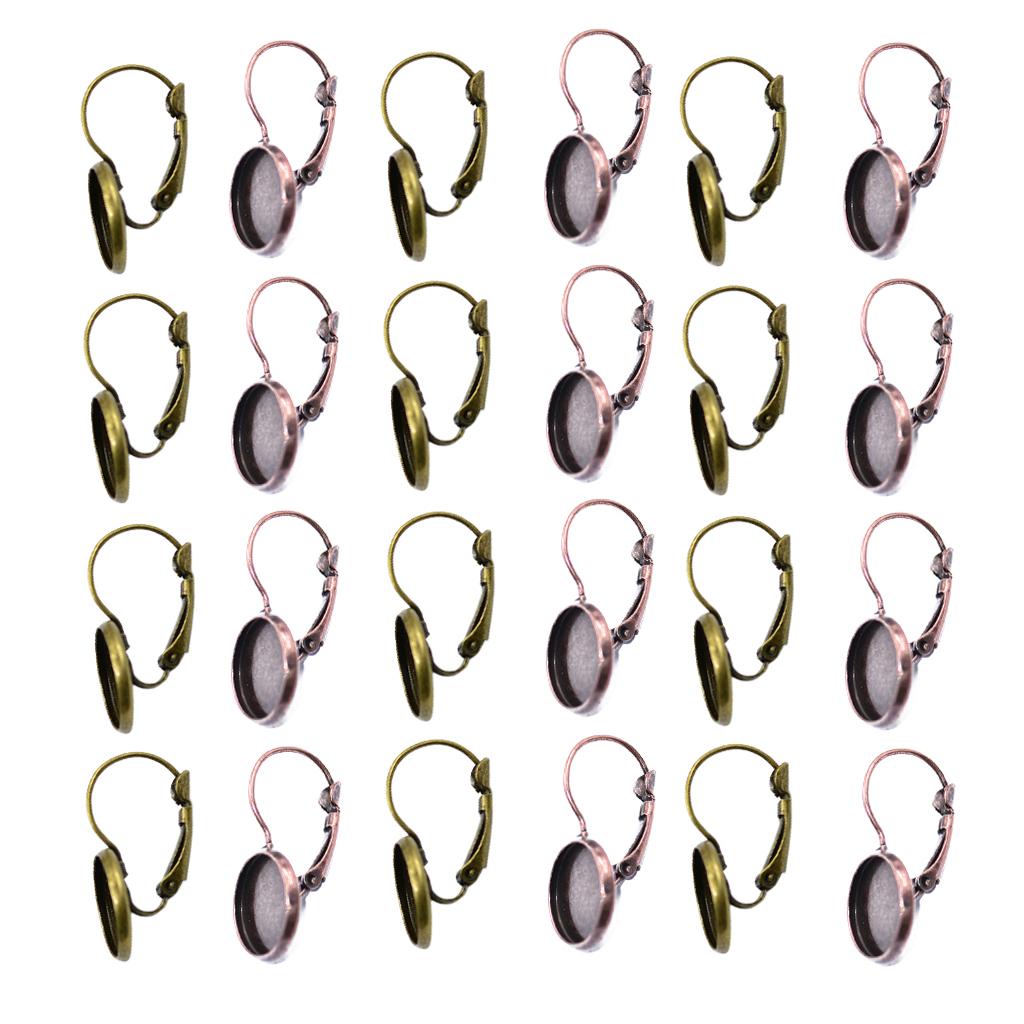 2 x 12 Pieces of Colors French Lever Back Earrings Blanks fit 12mm Cabochons