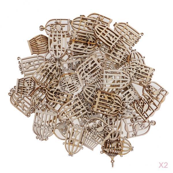 100 Pieces Mixed Wooden Birdcase Wood Embellishment Craft for Decoration