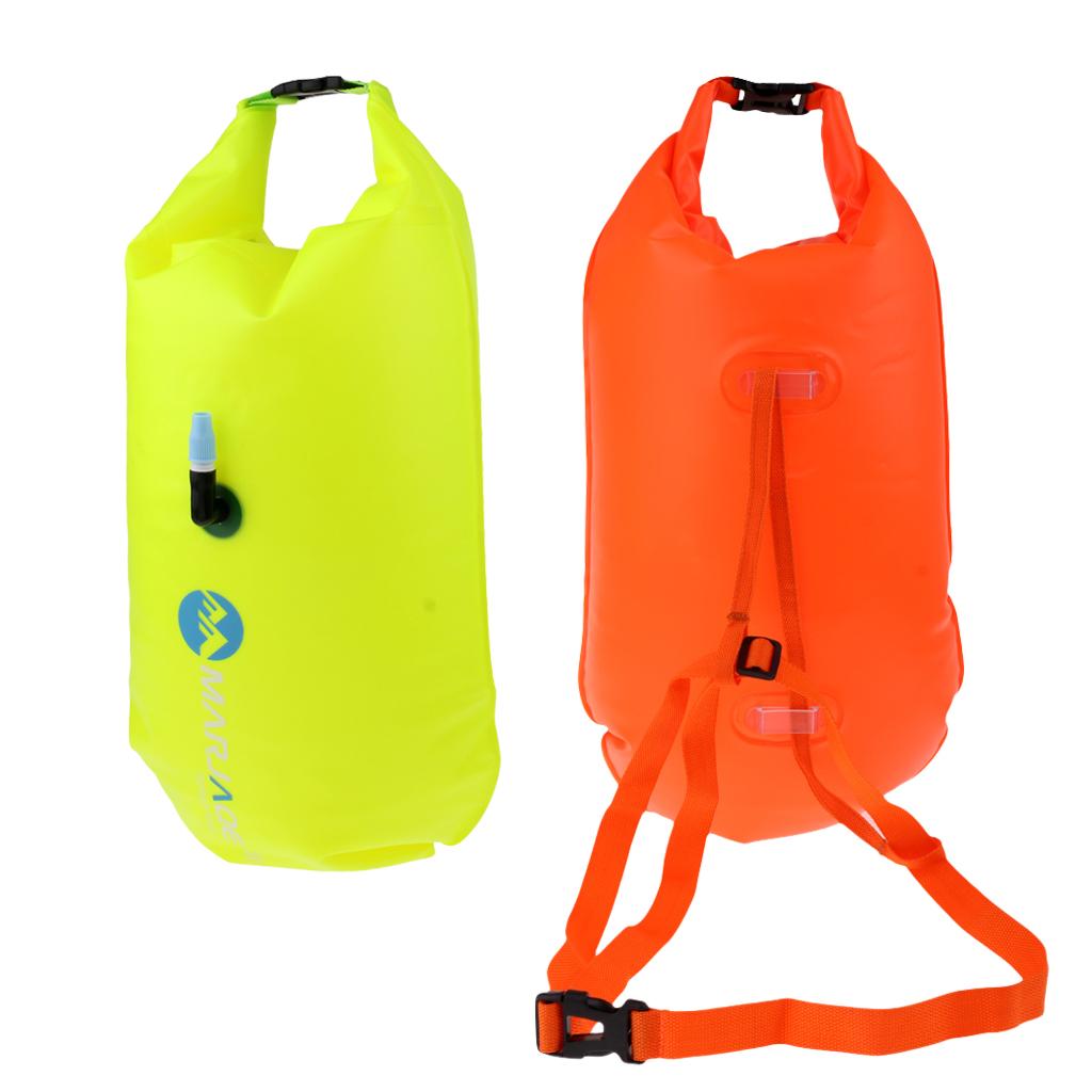 2 Pieces High Visibility Inflatable Bag Open Water Swim Float Tow Bag