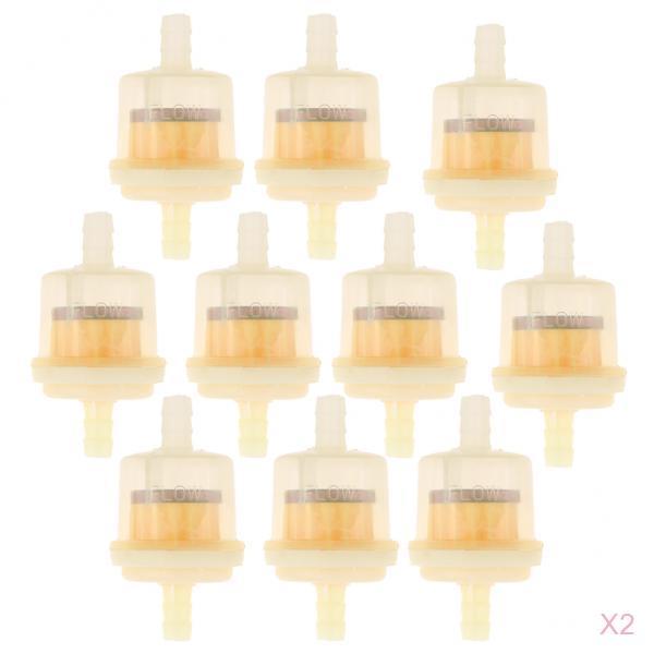 20 Pcs Plastic Motorcycle Petrol Inline Fuel Filter for 1/4'' -5/16'' Pipes