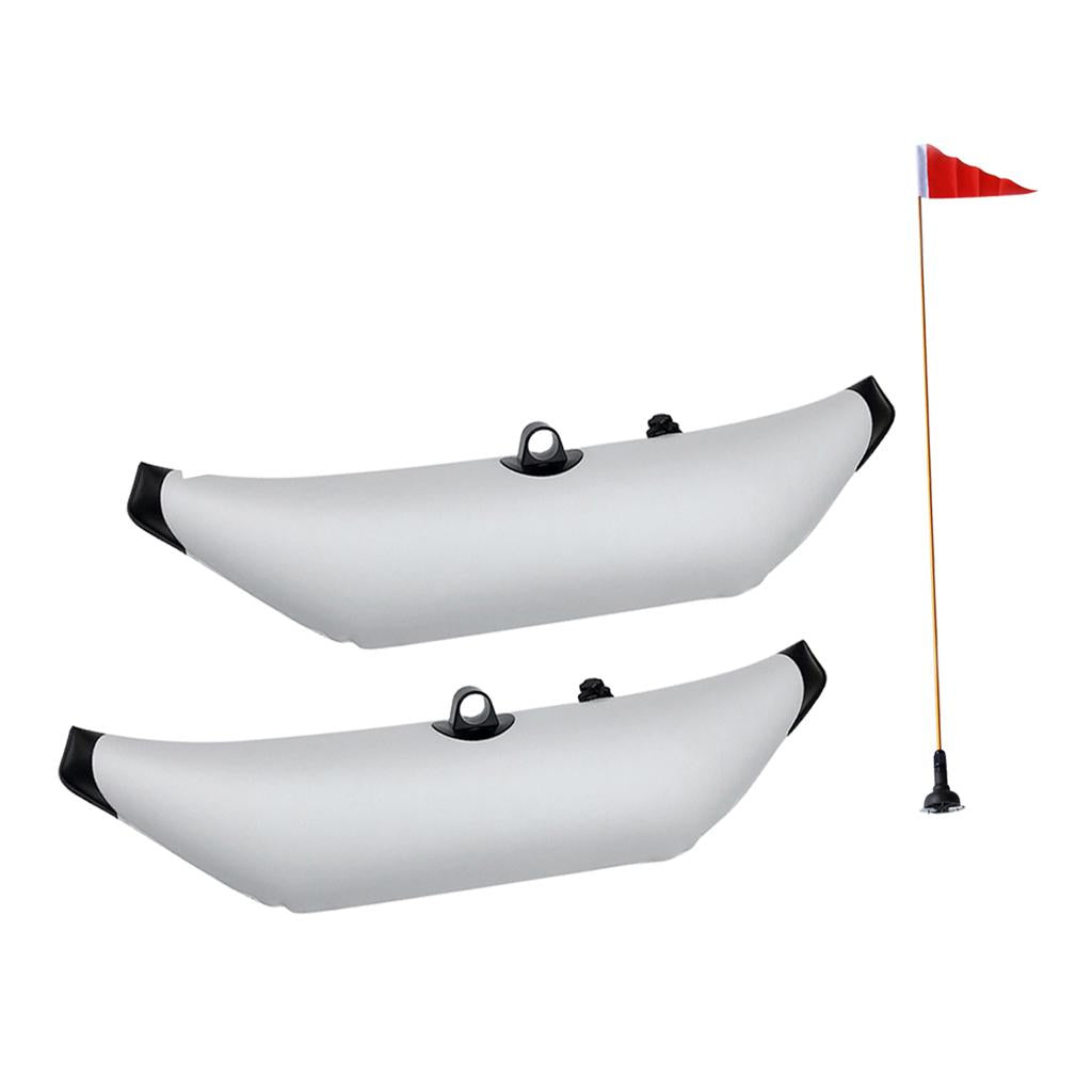 2 Pieces Kayak Canoe Inflatable Outrigger Stabilizer & Kayak Flag Pole Mount