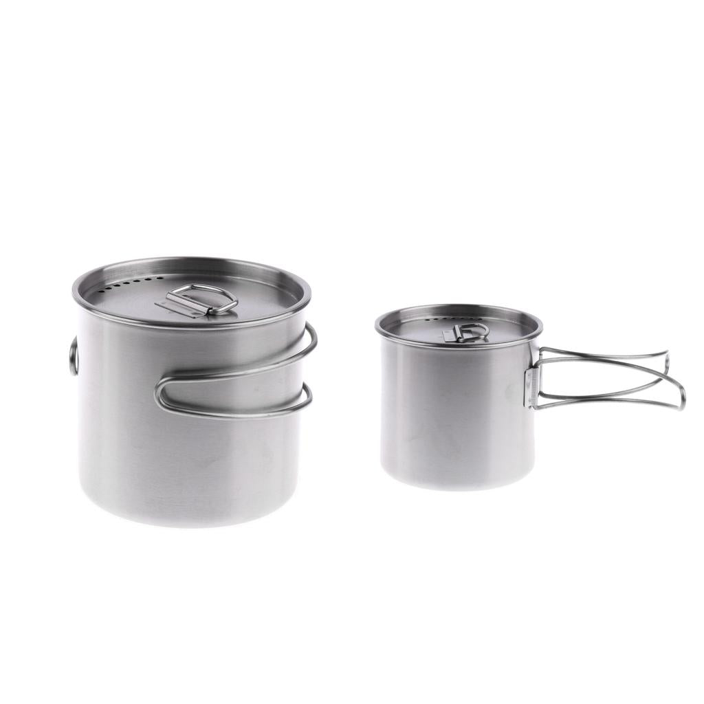 2x 500ml Outdoor Camping Cup Pot Bowl Backpacking Travel Cup Stainless Steel