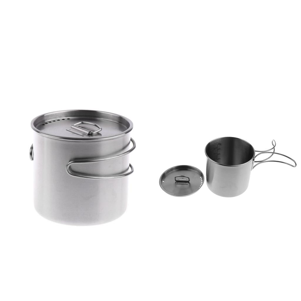 2x 500ml Outdoor Camping Cup Pot Bowl Backpacking Travel Cup Stainless Steel
