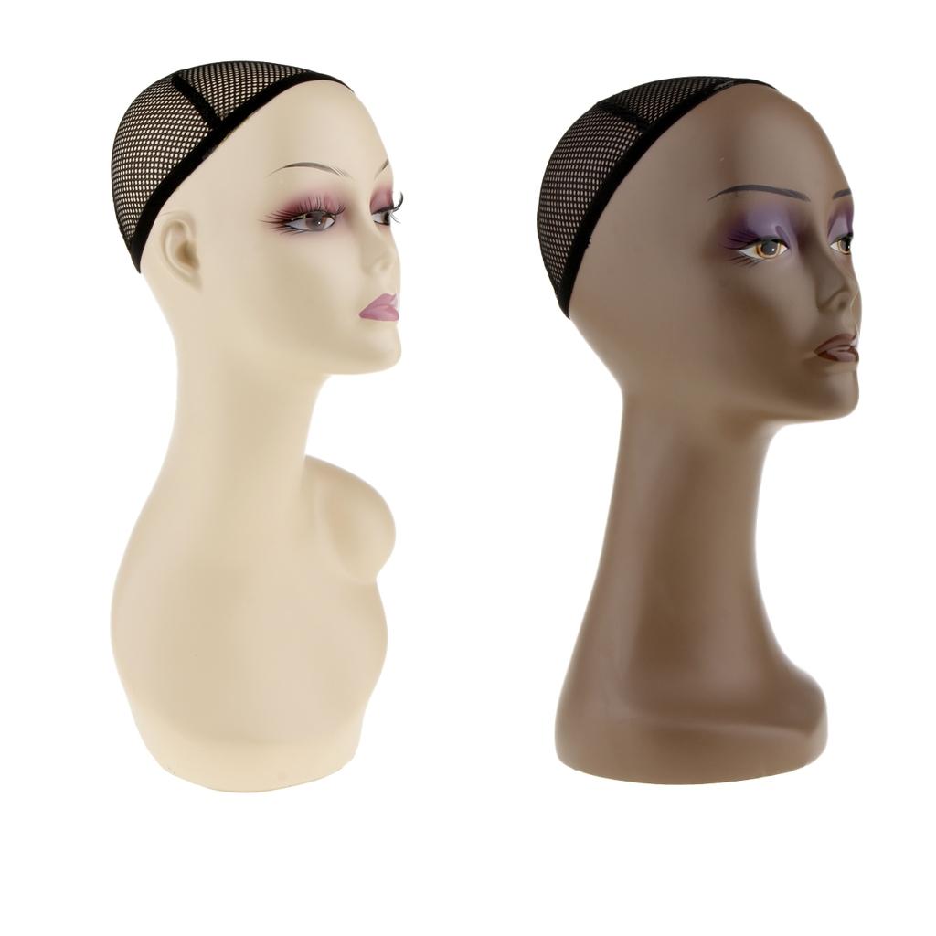 2x Female Mannequin Head Women Manikin Model Hair Wigs Glasses Scarf Display