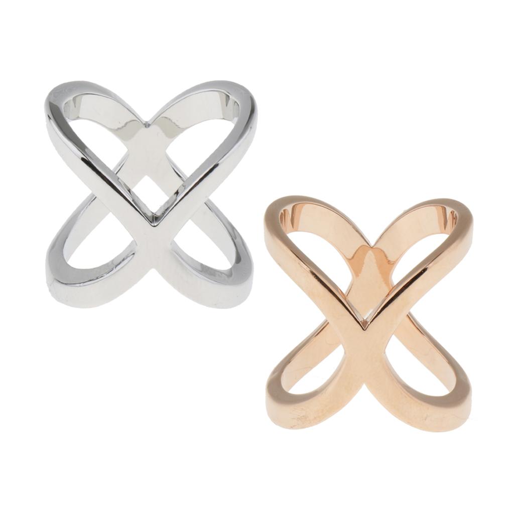 2 Pieces Unique Silk Chiffon Scarf Clips Rings Cross Holder Cross Shape
