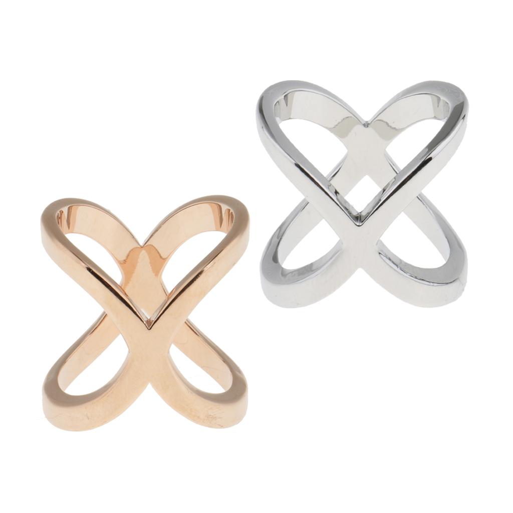 2 Pieces Unique Silk Chiffon Scarf Clips Rings Cross Holder Cross Shape