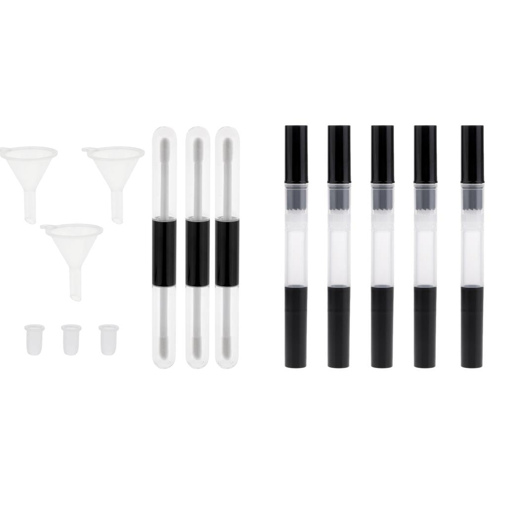 3x Dual-end Empty Lip Gloss Tube 4ml+5x Empty Twist Pen Nail Oil Bottle 3ml