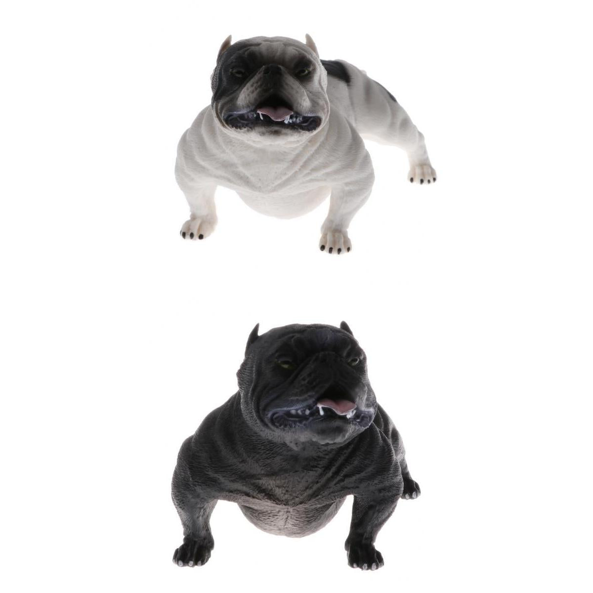 2pcs Lifelike Animal Model Figure Toy Figurine Decor American Bully Pitbull