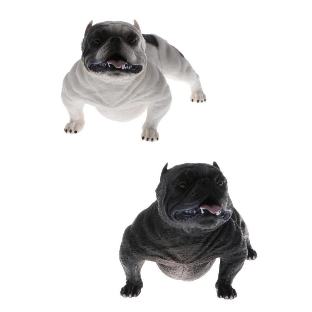 2pcs Lifelike Animal Model Figure Toy Figurine Decor American Bully Pitbull