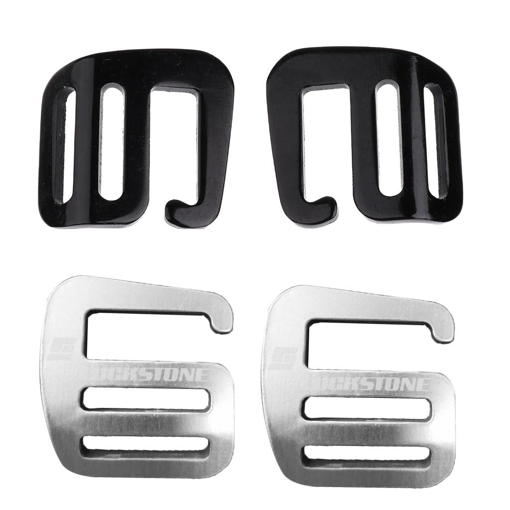 4 Pcs 1'' G Hook Outdoor Webbing Buckle for Backpack Strap 25mm Black+Silver