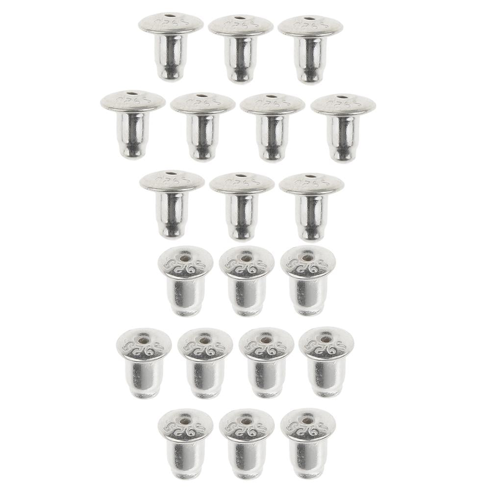 20 Pieces 925 Sterling Silver Earring Safety Back Earnut 4mm 6mm