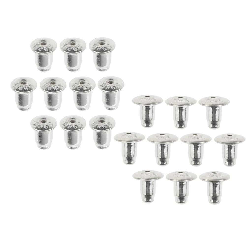 20 Pieces 925 Sterling Silver Earring Safety Back Earnut 4mm 6mm
