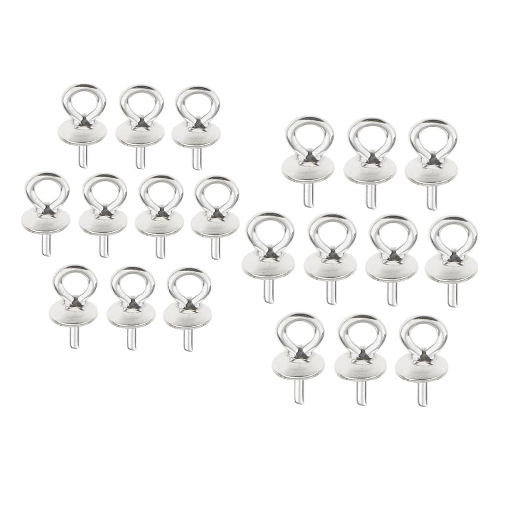 20 Pieces Sterling Silver 925 Pendant Clasp Pearl Bail Eye Pins 5mm 6mm