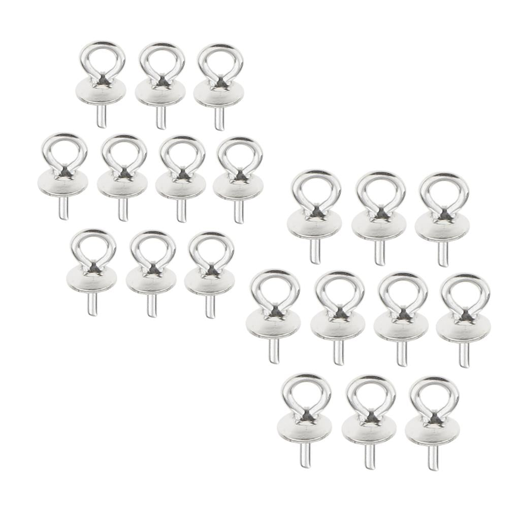 20 Pieces Sterling Silver 925 Pendant Clasp Pearl Bail Eye Pins 5mm 6mm